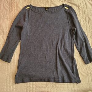 Ann Taylor NWOT 3/4 sleeve navy detailed top